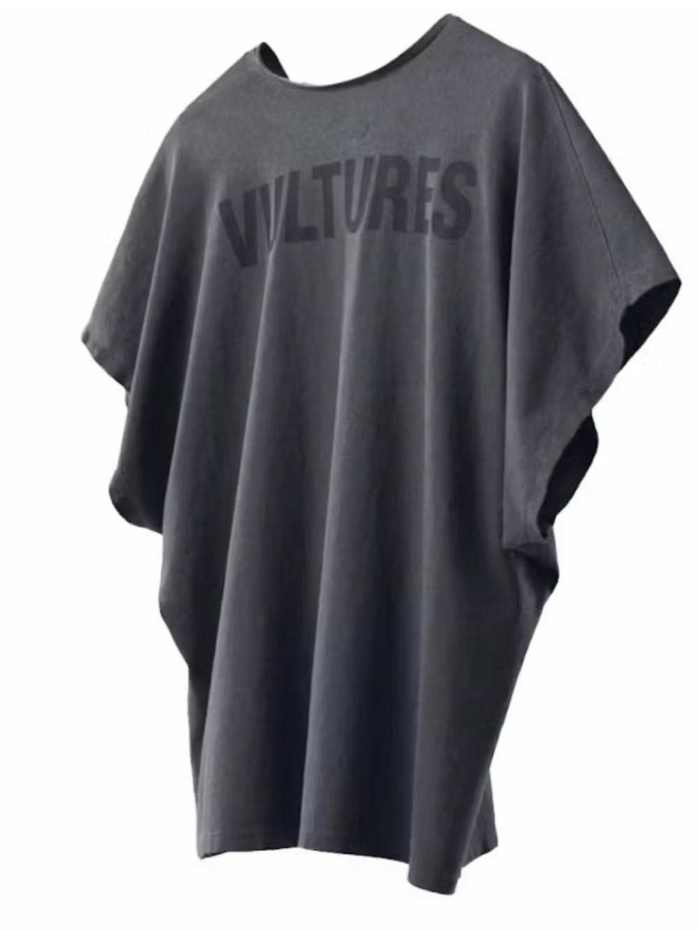 New Kanye West VULTURES Oversized Graphic Tee - Charcoal Gray